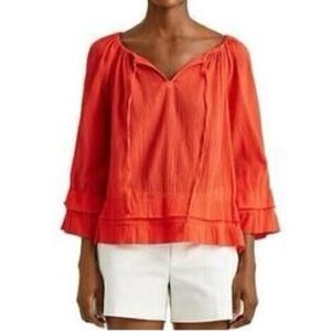 Ralph Lauren Black Label Vibrant cotton Orange Blouse medium
